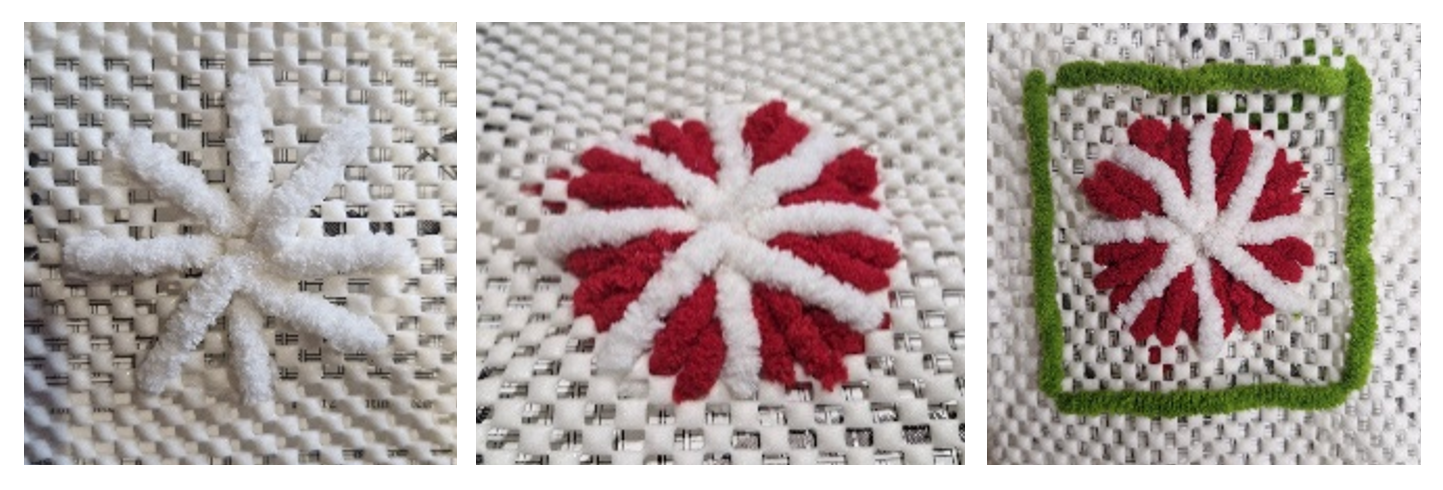 Finger-hooked rug making image