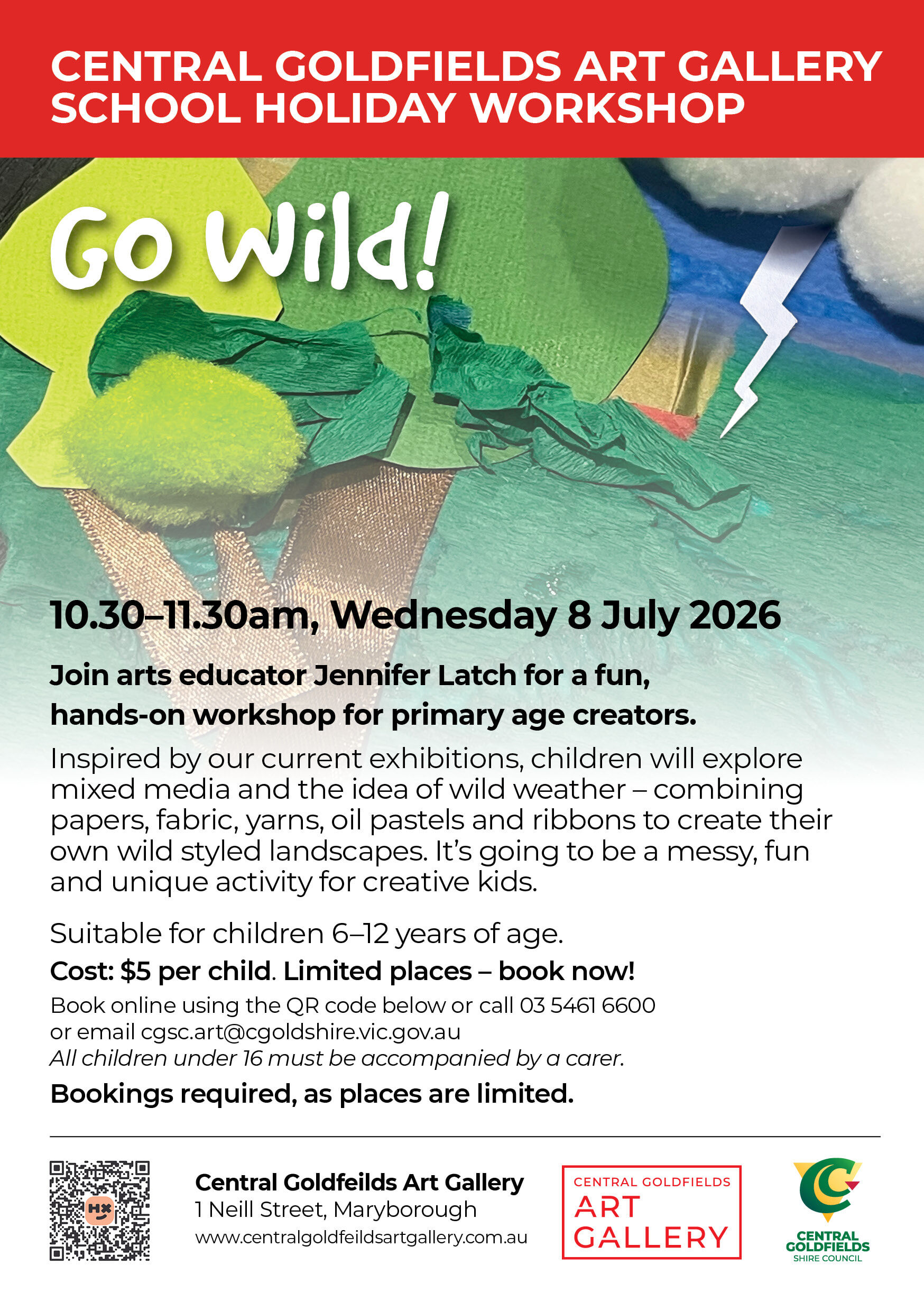 Landscape collage School holiday workshop 8 July 2026 flyer_v02