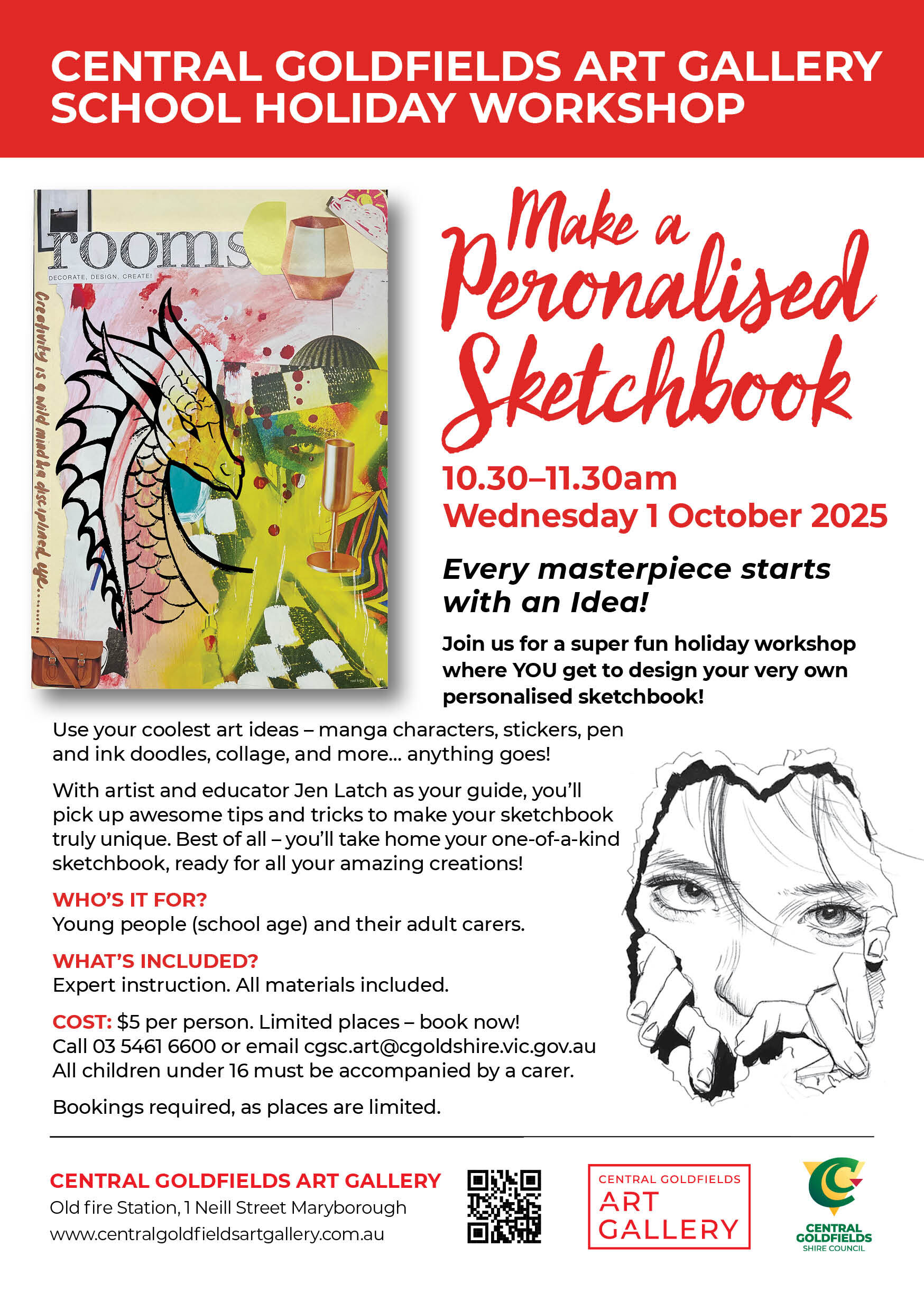 Collage folder School holiday workshop OCT 2025 flyer_v03