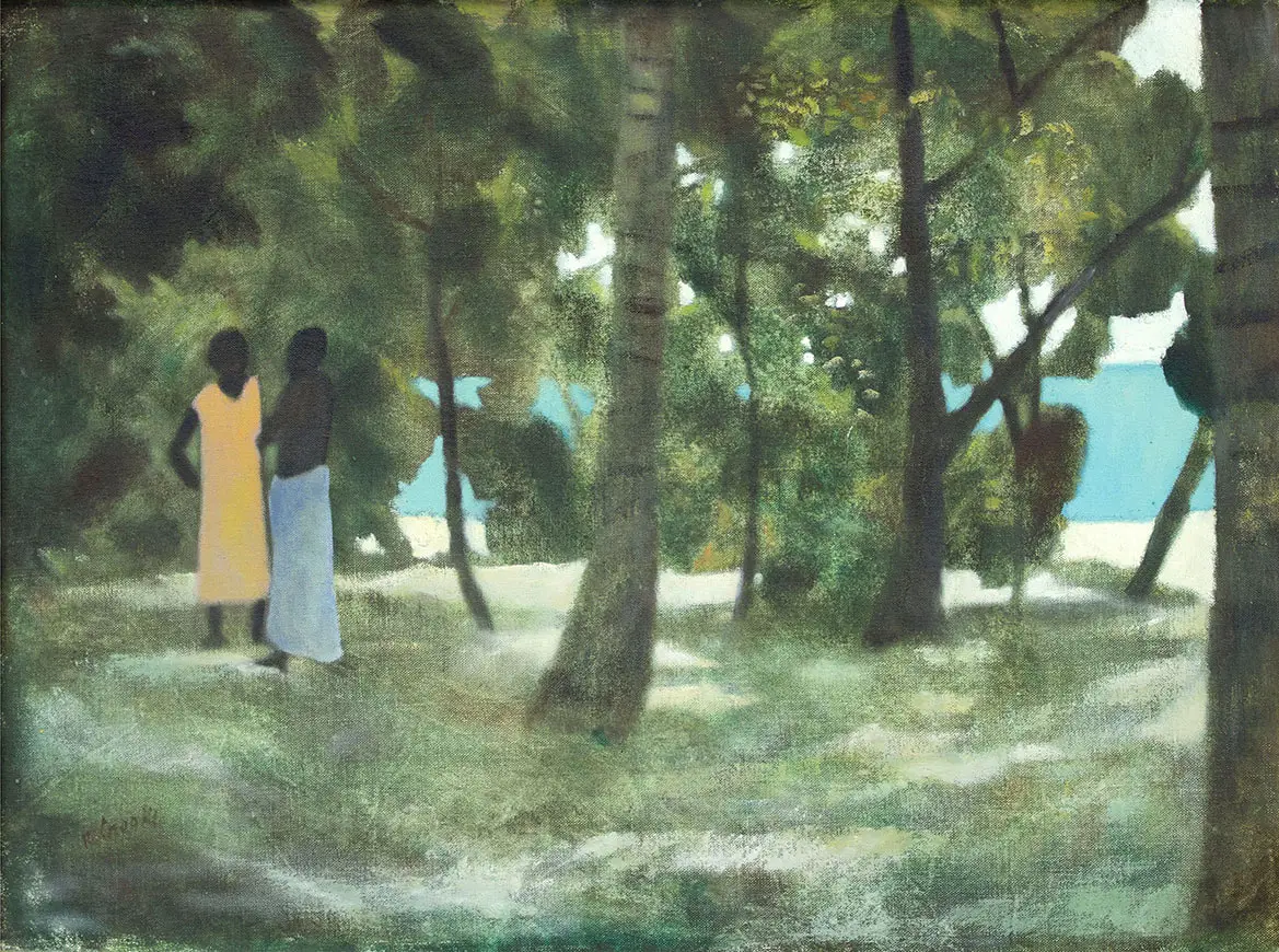 Conversation, an oil painting on canvas board by Ray Crooke_CGAG.0012